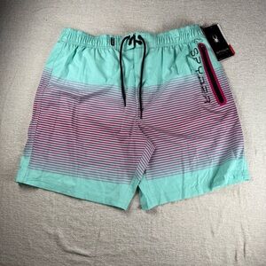 Spyder Men's XXL Swim Trunks, Ombré Mint and Burgundy Board Shorts quick dry, UV